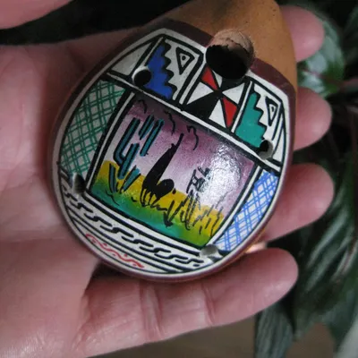 ocarina Flûte péruvienne pérou terre cuite signée péruvien